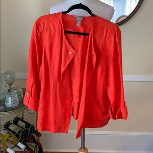 Chico’s XL Linen Orange flyAway Too in EUC